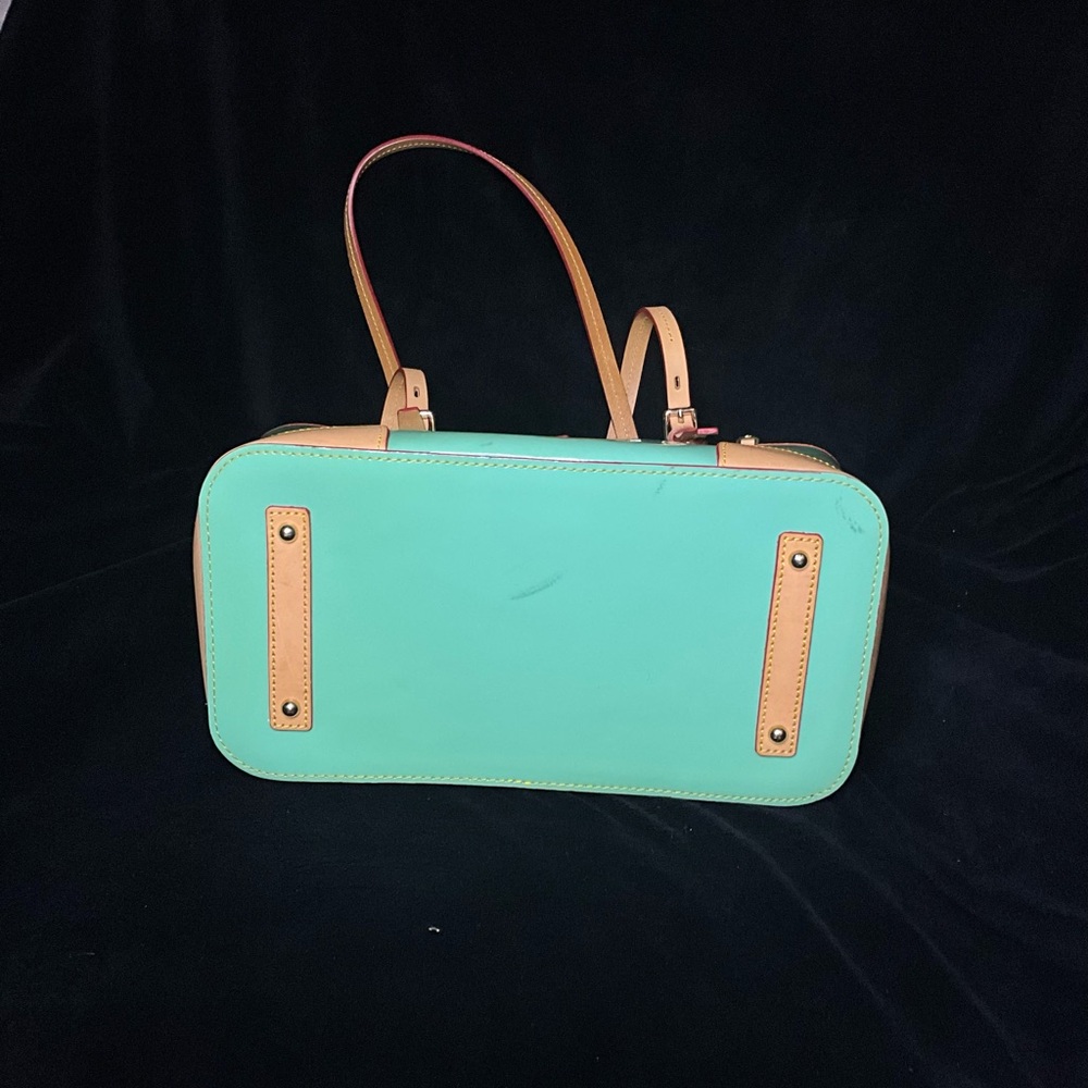 Dooney & Bourke Aqua and Tan Tote Bag - Picture 6 of 12